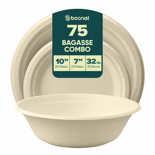 Bosnal – Sugarcane Bagasse Compostable 10 inch & 7 inch Round Plates