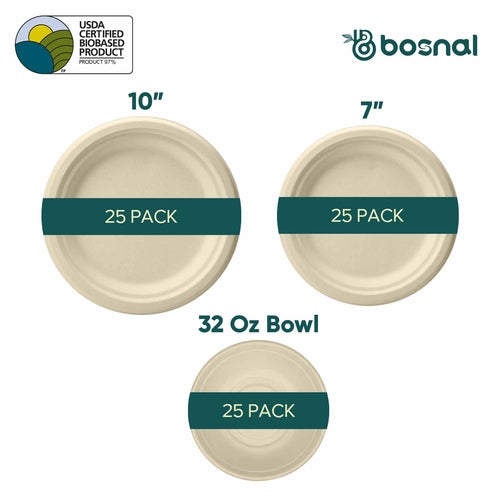 Bosnal – Sugarcane Bagasse Compostable 10 inch & 7 inch Round Plates