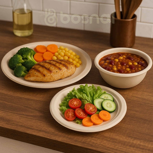 Bosnal – Sugarcane Bagasse Compostable 10 inch & 7 inch Round Plates