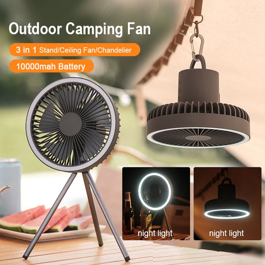 10000mAh 4000mAh Camping Fan Rechargeable Desktop Portable Circulator Wireless Ceiling Electric Fan with Power Bank LED Lighting - MIRKATS