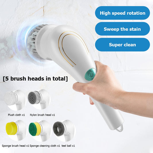 5-in-1Multifunctional Electric Cleaning Brush usb charging Bathroom Wash Brush Kitchen Cleaning Tool Dishwashing Brush Bathtub - MIRKATS
