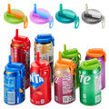 4 Pack Reusable Silicone Soda Can Lid Covers with Straws for Soda Cans