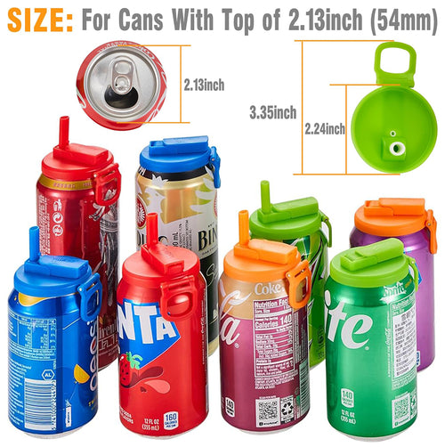 4 Pack Reusable Silicone Soda Can Lid Covers with Straws for Soda Cans