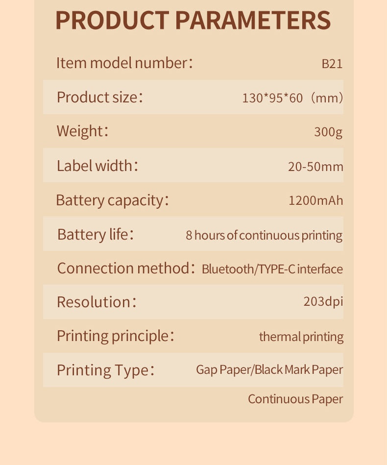 NIIMBOT B21 Bluetooth Thermal Label Printer
